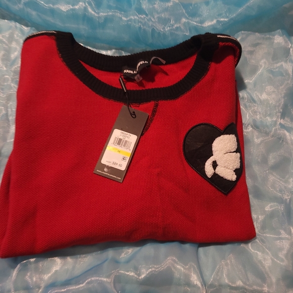 KARL LAGERFELD SWEATER..Red..Medium. NWT - Picture 7 of 10